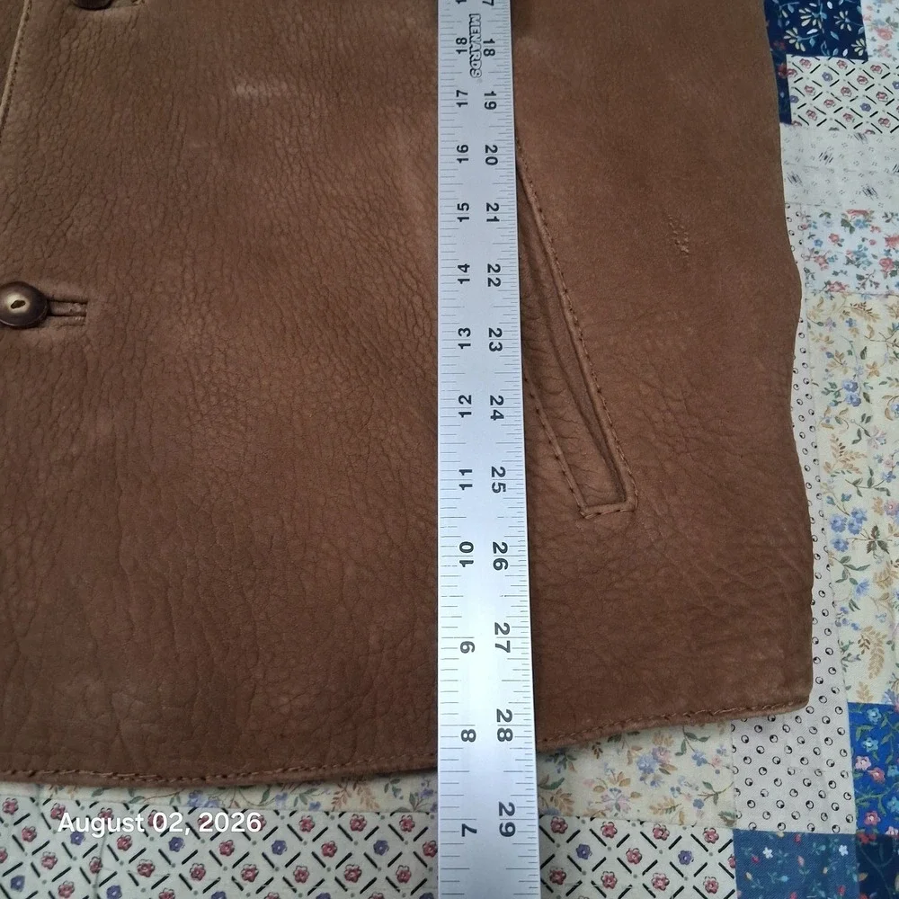 Vintage Eros Modelli Mens Brown Leather Field Jacket Medium Wooden Buttons